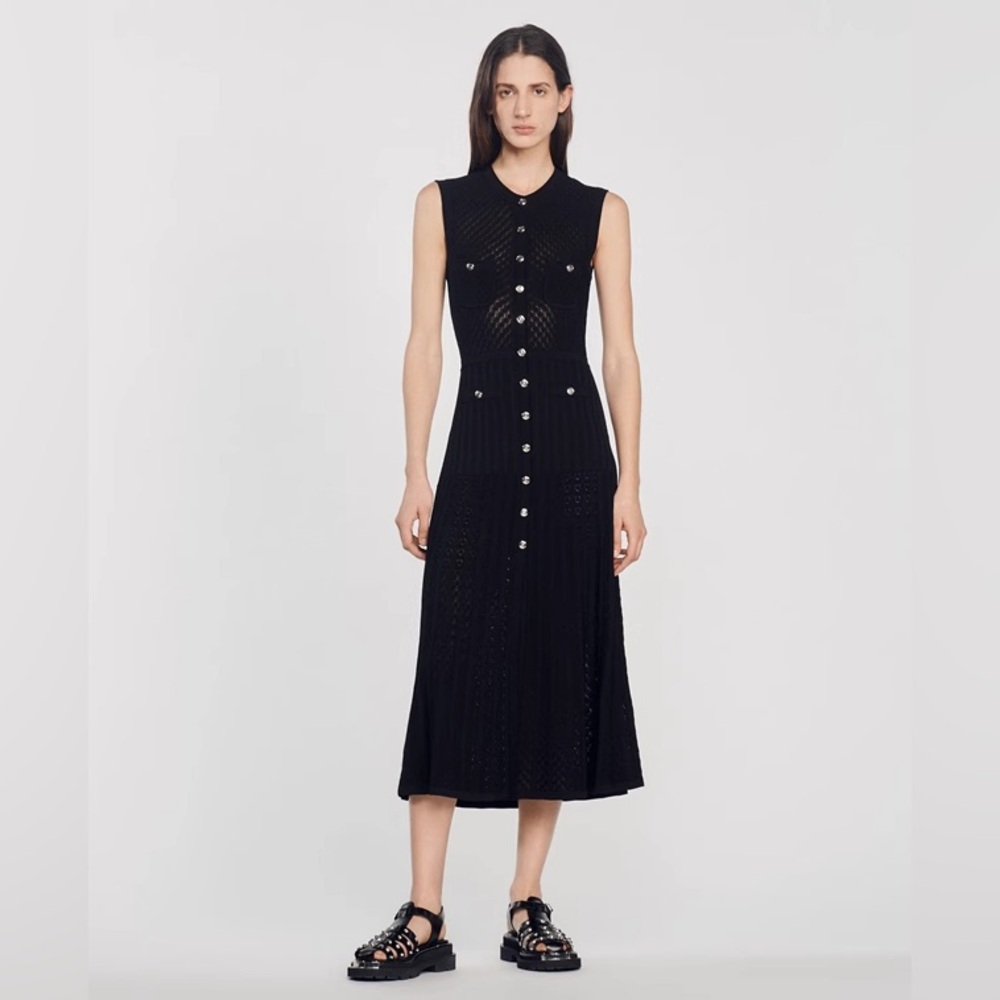 Sandro Knit Button Dress